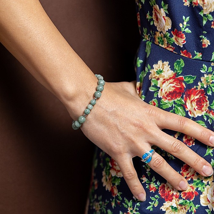 Bratara cristale Jad Verde si Amazonit pentru femei, Tazara [3]