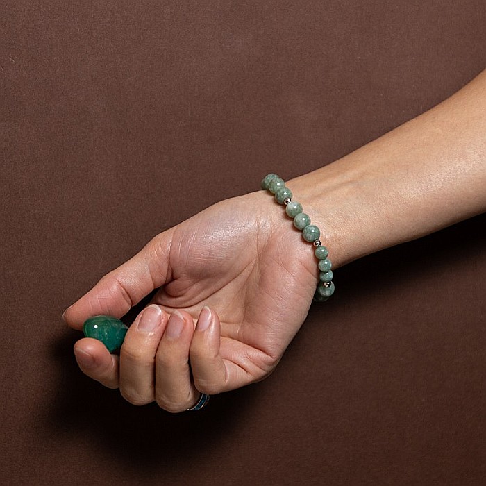 Bratara cristale Jad Verde si Amazonit pentru femei, Tazara [2]