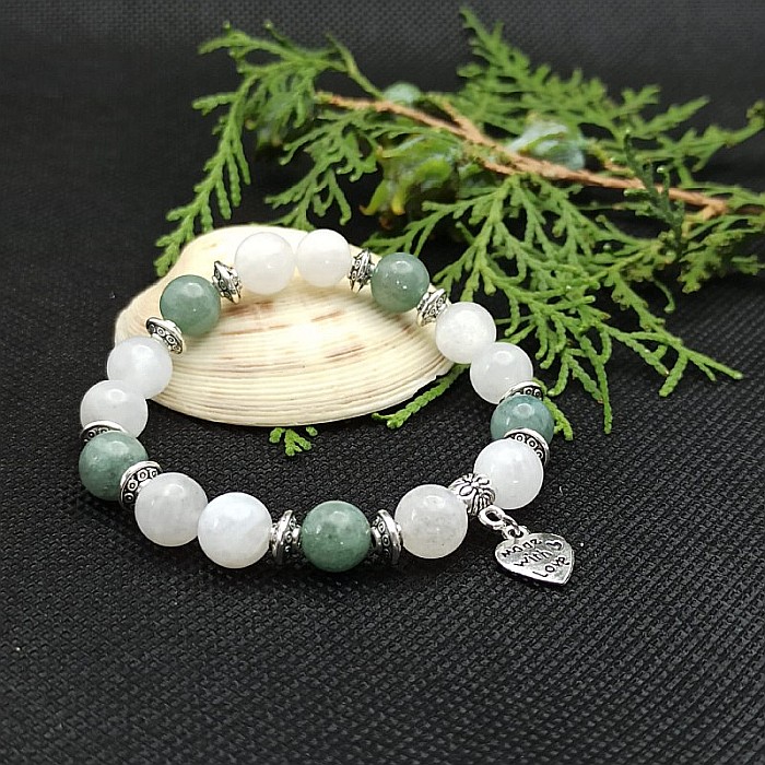 Bratara cristale Piatra Lunii si Jad Verde, Camila, pentru femei, cu margele de 8mm [7]