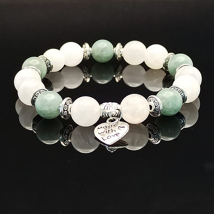Bratara cristale Piatra Lunii si Jad Verde, Camila, pentru femei, cu margele de 8mm [1]