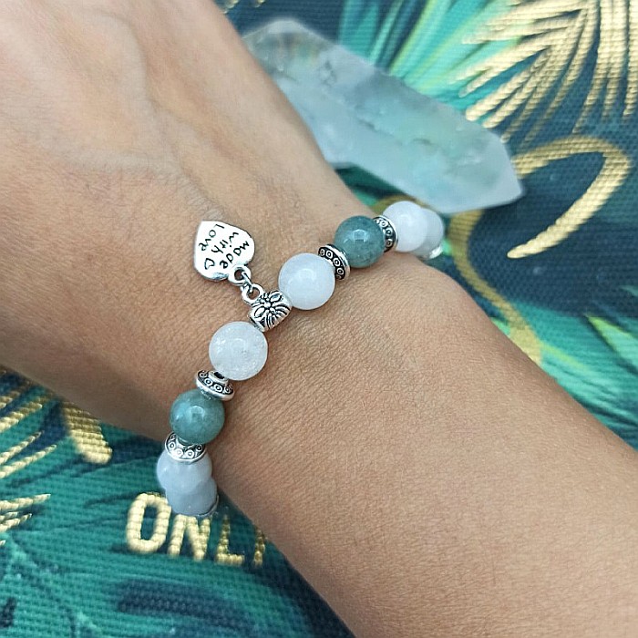 Bratara cristale Piatra Lunii si Jad Verde, Camila, pentru femei, cu margele de 8mm [5]