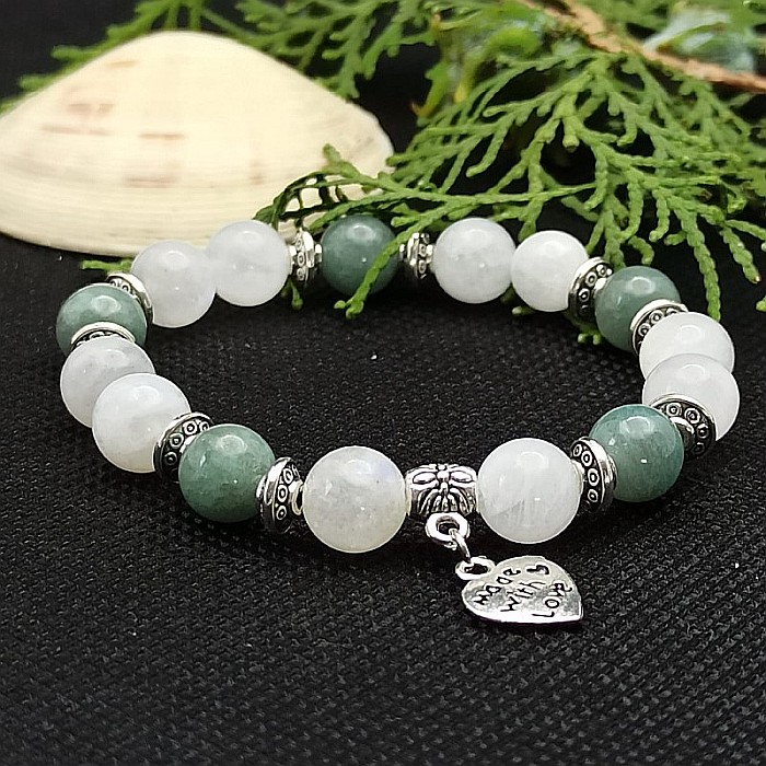 Bratara cristale Piatra Lunii si Jad Verde, Camila, pentru femei, cu margele de 8mm [8]