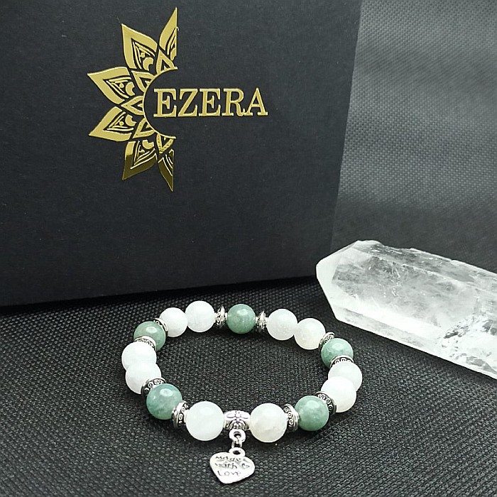 Bratara cristale Piatra Lunii si Jad Verde, Camila, pentru femei, cu margele de 8mm [3]