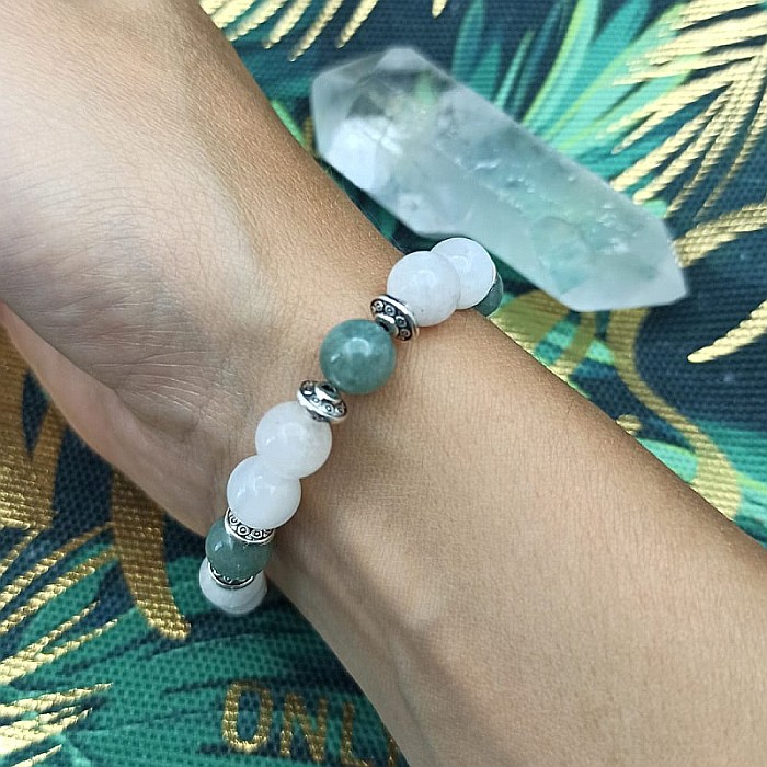 Bratara cristale Piatra Lunii si Jad Verde, Camila, pentru femei, cu margele de 8mm [6]