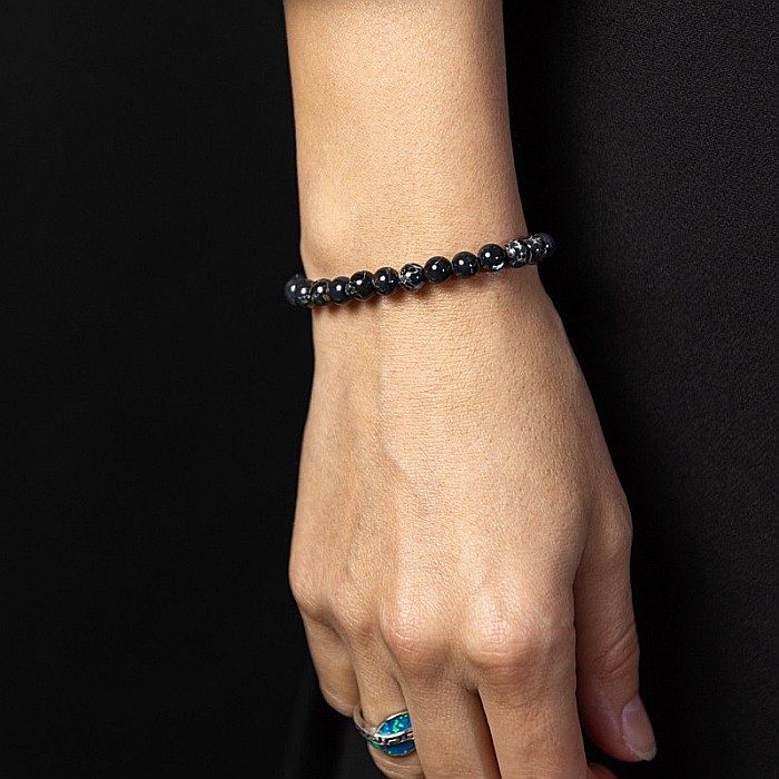 Bratara cristale Shell Turquoise Negru, Soraya, margele de 6mm [4]