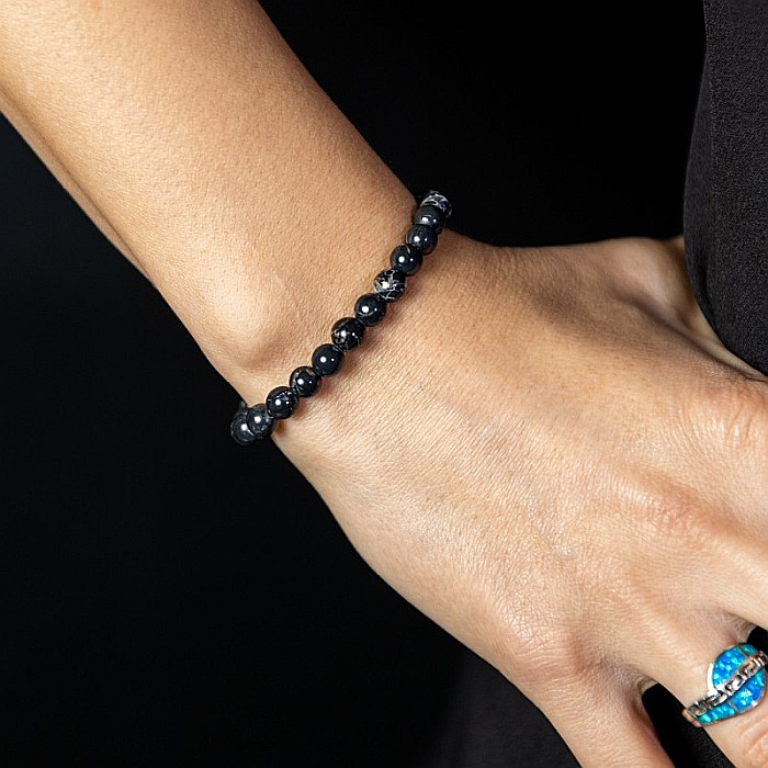 Bratara cristale Shell Turquoise Negru, Soraya, margele de 6mm [5]