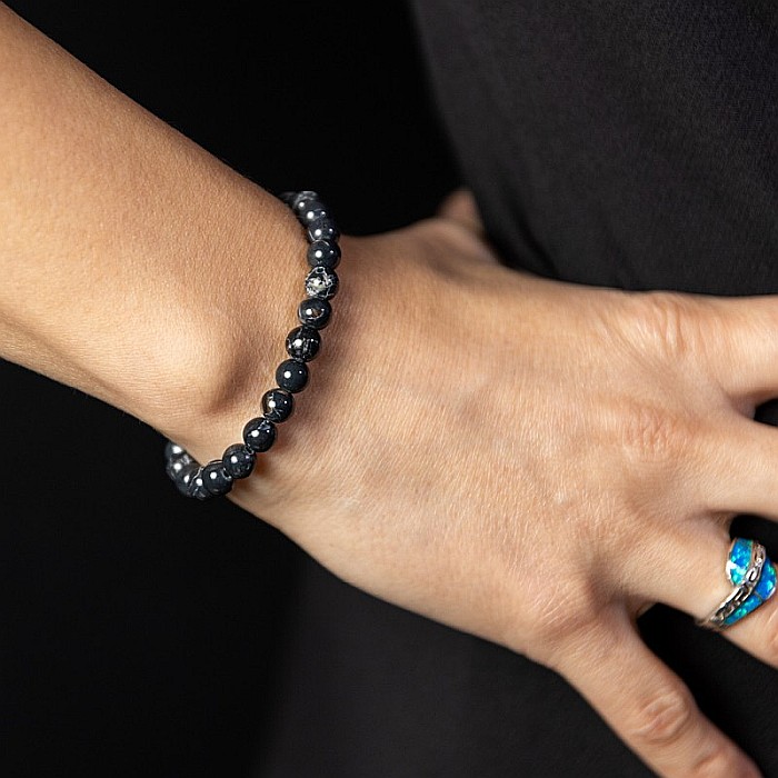 Bratara cristale Shell Turquoise Negru, Soraya, margele de 6mm [3]