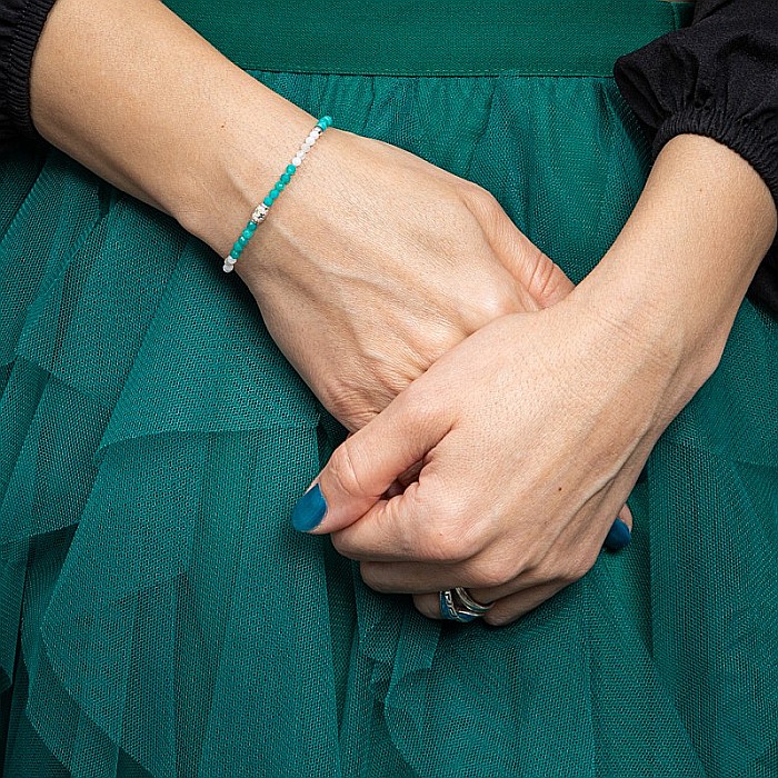 Bratara dama Anadi din pietre semipretioase de Amazonit si Piatra Lunii, inchidere si accesorii din argint 925 [2]