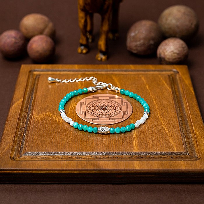 Bratara dama Anadi din pietre semipretioase de Amazonit si Piatra Lunii, inchidere si accesorii din argint 925 [1]