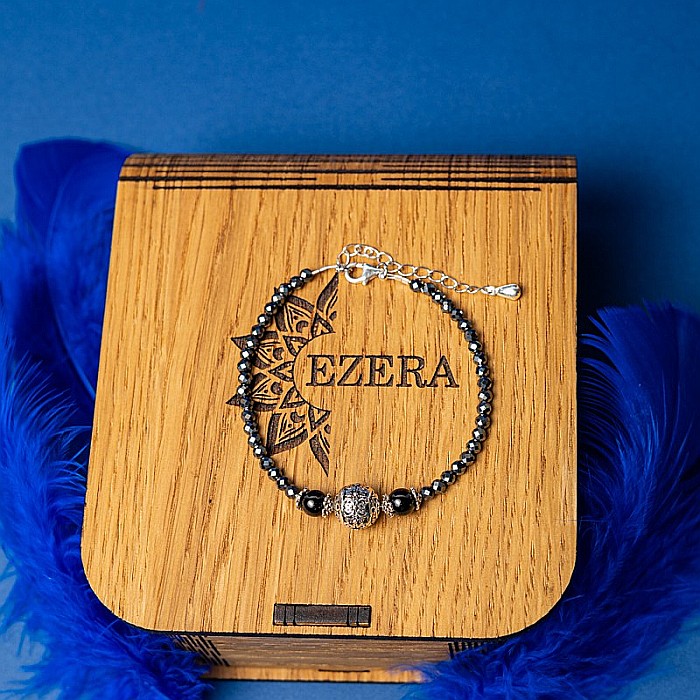 Bratara dama Asha din pietre naturale de Hematit Magnetic cu Titan, inchidere si accesorii din argint [8]