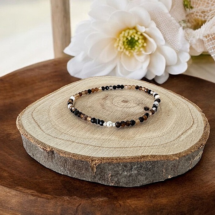 Bratara dama Betty din cristale de Agat Cofee cu argint 925 [5]