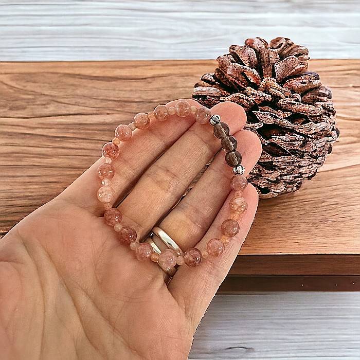 Bratara dama Carina din cristale de Piatra Soarelui si Cuart Fumuriu cu accesorii din argint 925 [6]