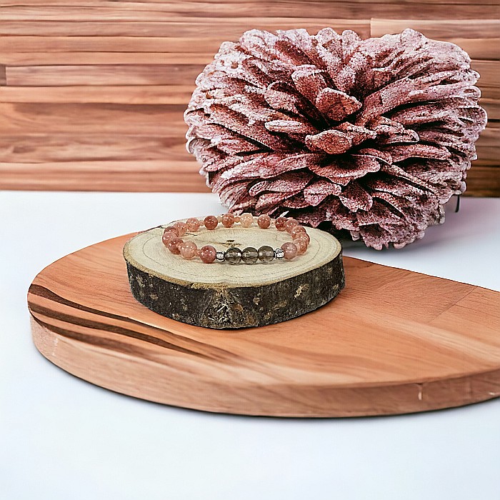 Bratara dama Carina din cristale de Piatra Soarelui si Cuart Fumuriu cu accesorii din argint 925 [4]