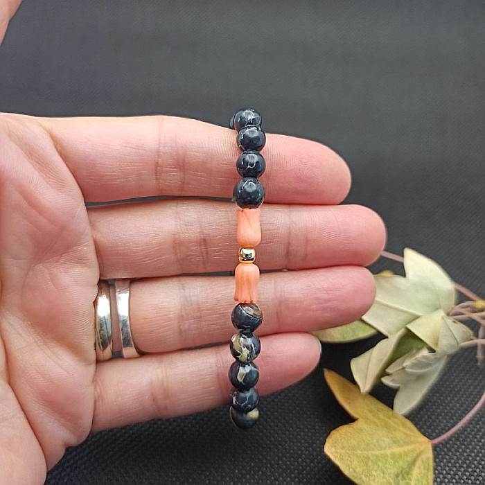 Bratara dama cristale de Coral si Shell Turquoise, Anisa, margele de 6mm [7]