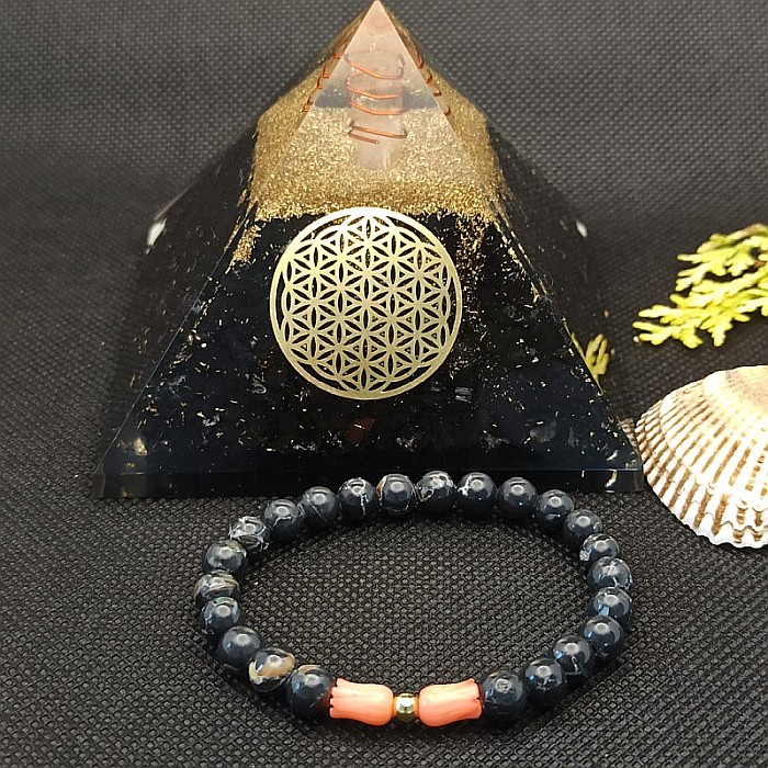 Bratara dama cristale de Coral si Shell Turquoise, Anisa, margele de 6mm [6]