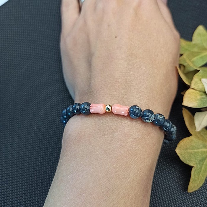 Bratara dama cristale de Coral si Shell Turquoise, Anisa, margele de 6mm [3]