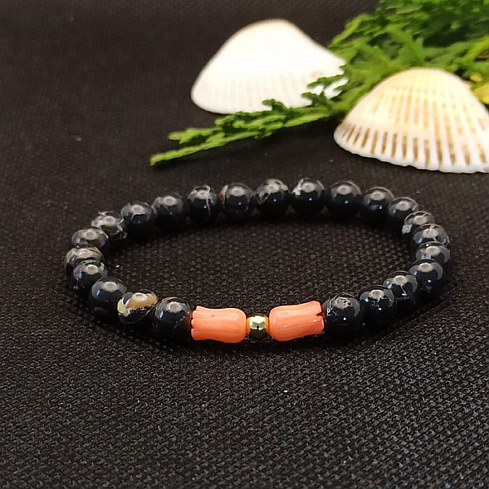 Bratara dama cristale de Coral si Shell Turquoise, Anisa, margele de 6mm [9]