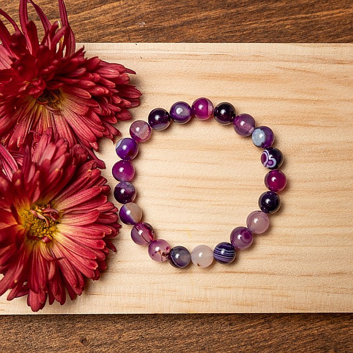 Bratara Dama din Pietre Naturale de Agata Mov, “Chara”, Margele de 8mm [8]