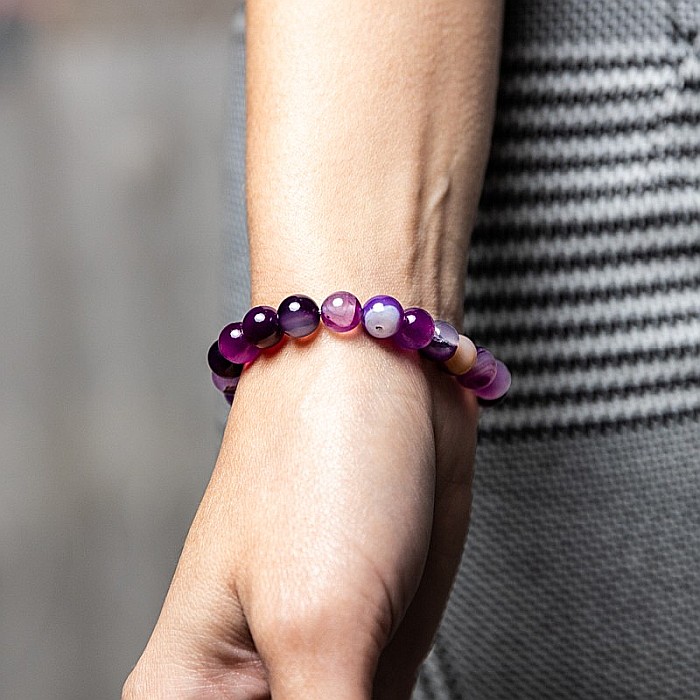 Bratara Dama din Pietre Naturale de Agata Mov, “Chara”, Margele de 8mm [3]