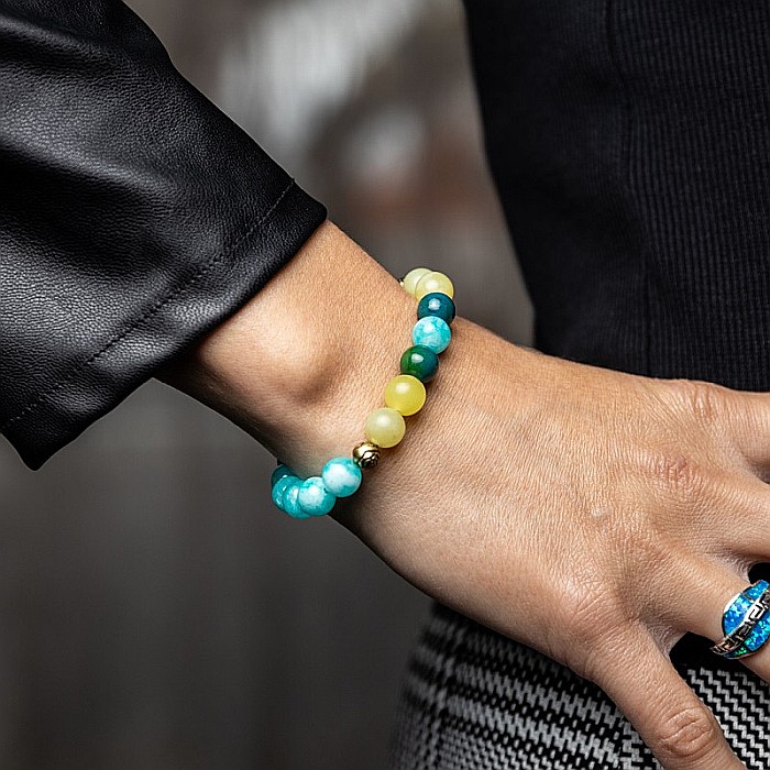 Bratara Dama din Pietre Naturale de Amazonit, Jad Lemon si Pheonix Stone, “Geetica” [3]