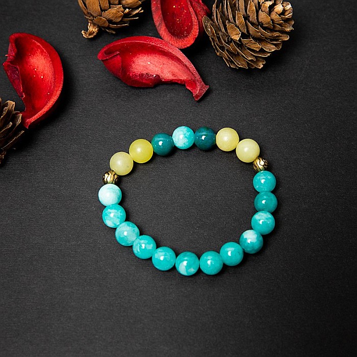 Bratara Dama din Pietre Naturale de Amazonit, Jad Lemon si Pheonix Stone, “Geetica” [7]