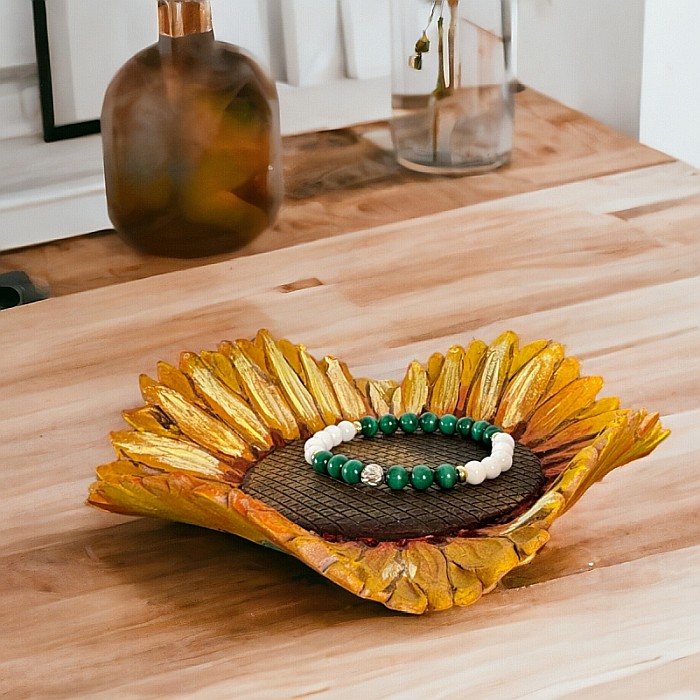 Bratara dama Edeline din cristale de Malachit si Tridacna cu Argint 925 [8]