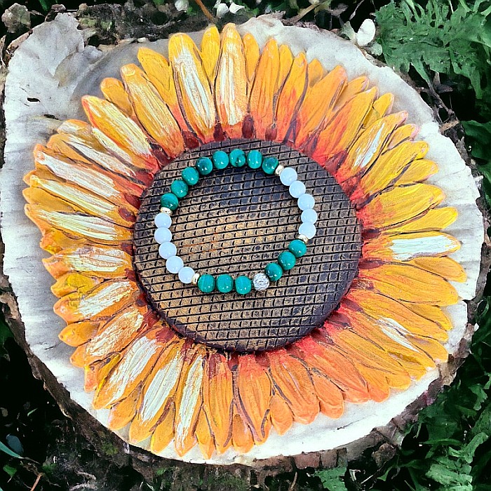 Bratara dama Edeline din cristale de Malachit si Tridacna cu Argint 925 [9]