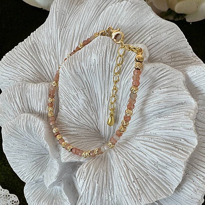 Bratara dama eleganta cu piatra soarelui Lila din argint placat cu aur 925 [6]