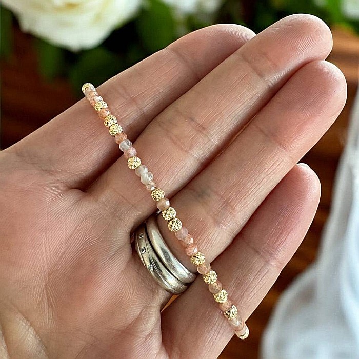 Bratara dama eleganta cu piatra soarelui Lila din argint placat cu aur 925 [3]