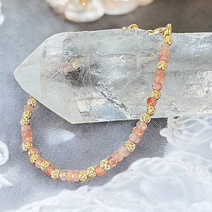 Bratara dama eleganta cu piatra soarelui Lila din argint placat cu aur 925 [7]