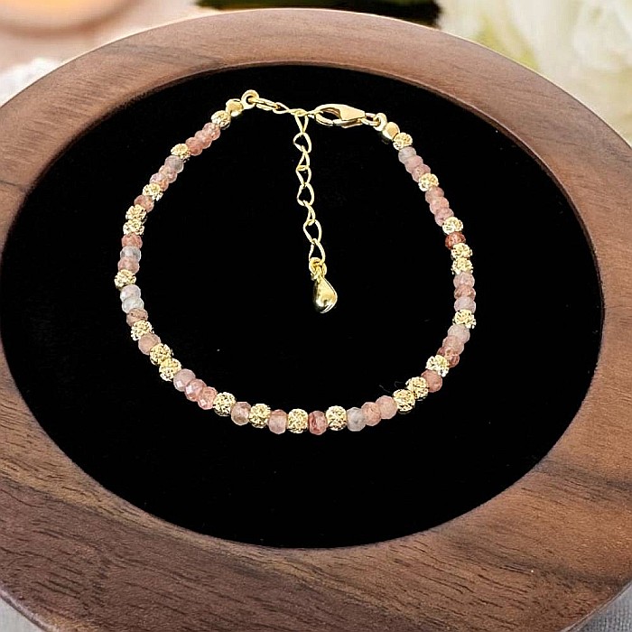 Bratara dama eleganta cu piatra soarelui Lila din argint placat cu aur 925 [8]