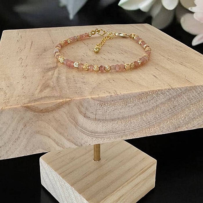 Bratara dama eleganta cu piatra soarelui Lila din argint placat cu aur 925 [9]