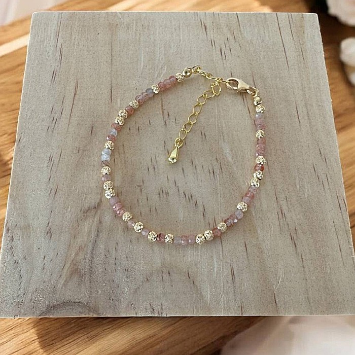 Bratara dama eleganta cu piatra soarelui Lila din argint placat cu aur 925 [2]