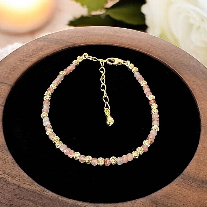 Bratara dama eleganta cu piatra soarelui Lila din argint placat cu aur 925 [5]