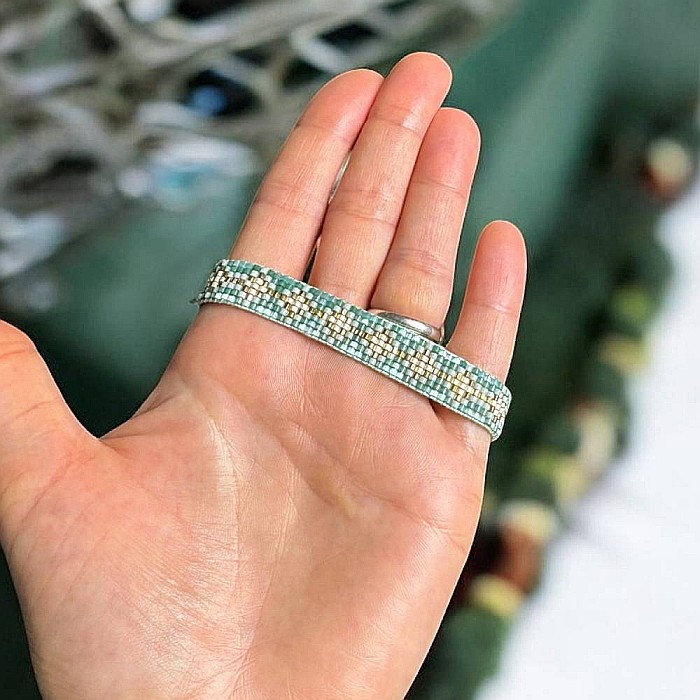 Bratara dama eleganta Yara din margele Miyuki turcoaz impletita pe snur [6]