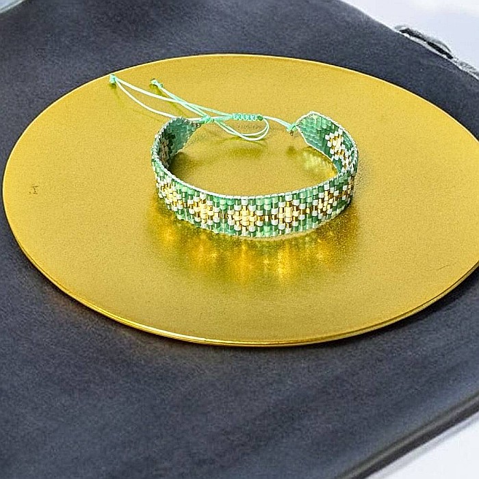 Bratara dama eleganta Yara din margele Miyuki turcoaz impletita pe snur [4]