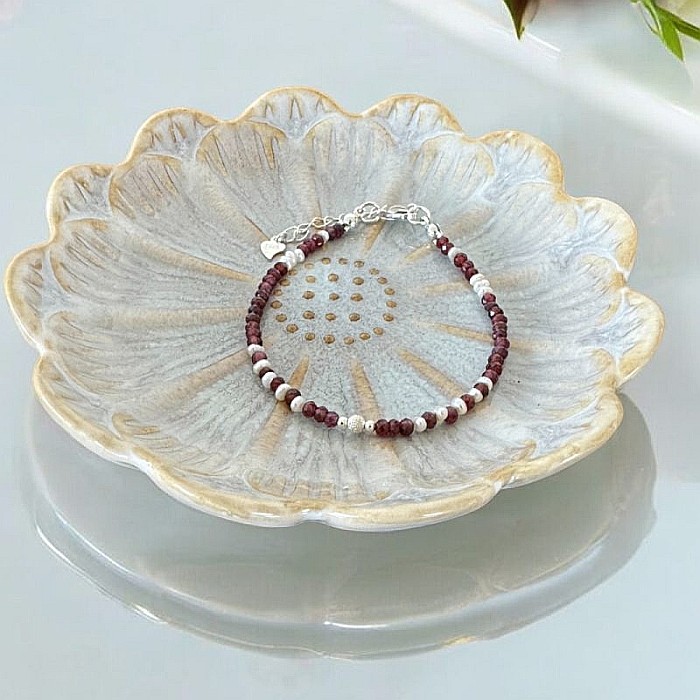 Bratara dama Ella din cristale de Granat si Perle de Cultura cu argint 925 [3]