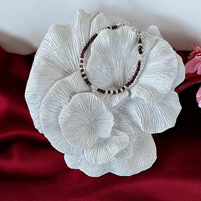 Bratara dama Ella din cristale de Granat si Perle de Cultura cu argint 925 [4]