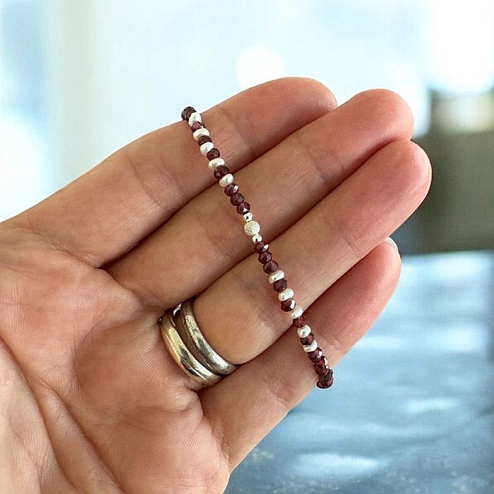 Bratara dama Ella din cristale de Granat si Perle de Cultura cu argint 925 [5]