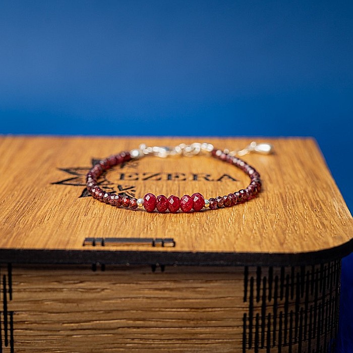 Bratara dama Kavin din pietre semipretioase de Granat si Rubin, inchidere si accesorii din argint 925 [13]