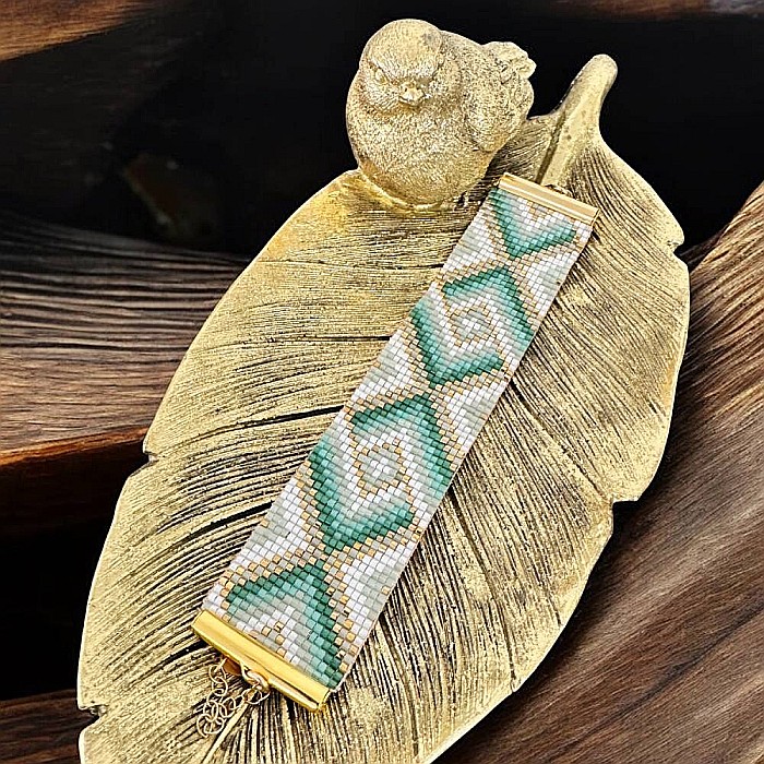 Bratara dama lata eleganta din margele miyuki turcoaz Sindy [2]