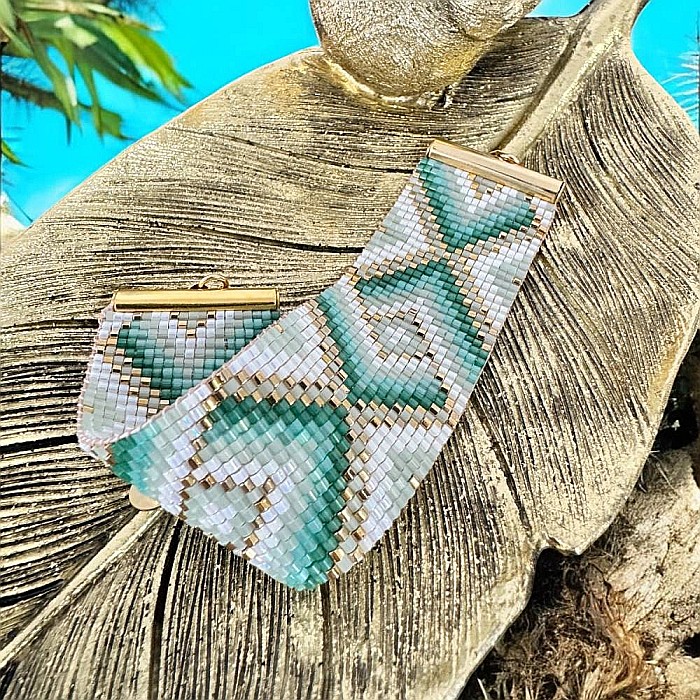 Bratara dama lata eleganta din margele miyuki turcoaz Sindy [3]