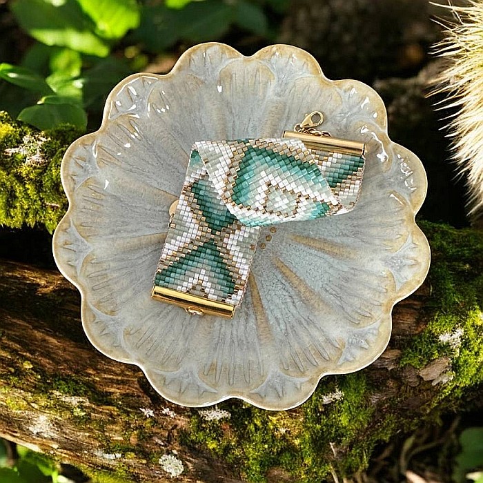 Bratara dama lata eleganta din margele miyuki turcoaz Sindy [6]