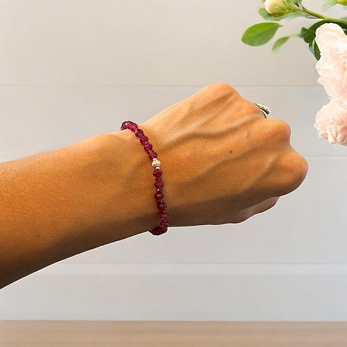 Bratara dama Lidia din Granat si Jad Rosu fatetat cu argint roz gold 925 [2]