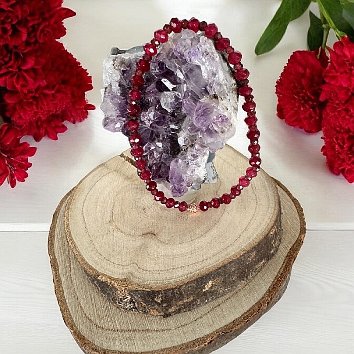 Bratara dama Lidia din Granat si Jad Rosu fatetat cu argint roz gold 925 [4]