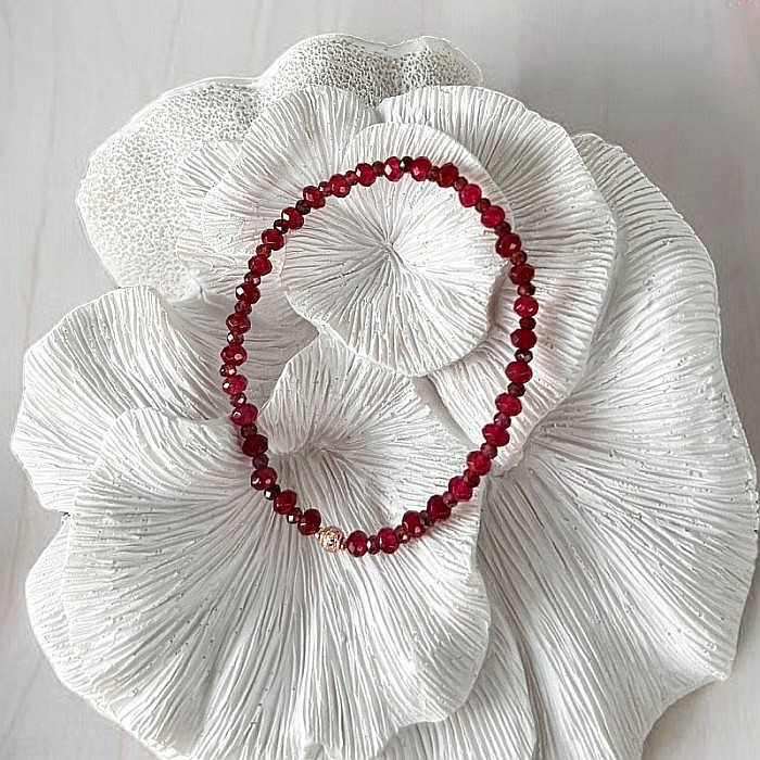 Bratara dama Lidia din Granat si Jad Rosu fatetat cu argint roz gold 925 [7]