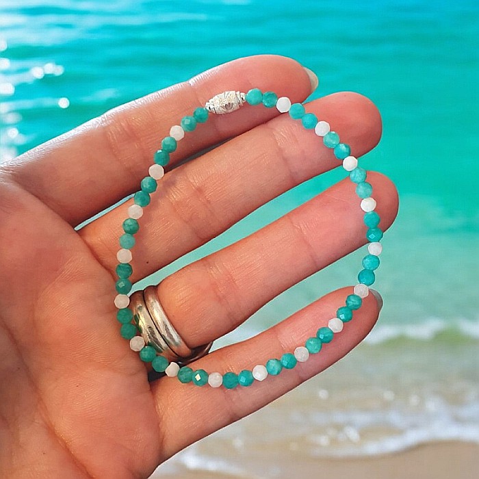 Bratara dama Mara din Amazonit si Piatra Lunii cu accesorii din argint 925 [4]