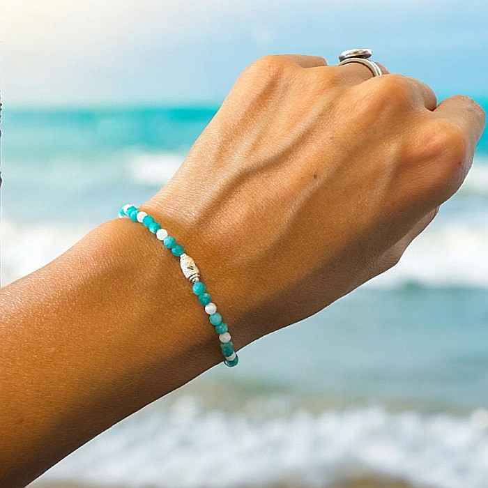 Bratara dama Mara din Amazonit si Piatra Lunii cu accesorii din argint 925 [2]