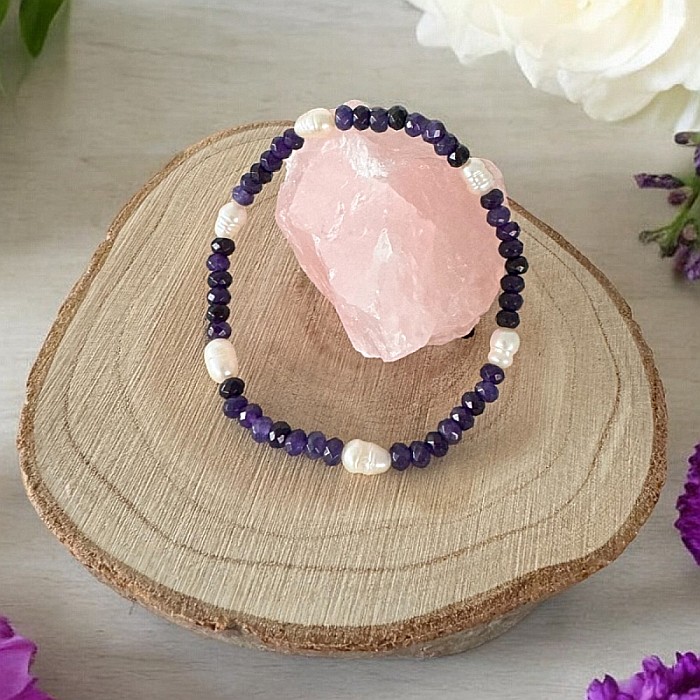 Bratara dama Nedia cu Jad Mov fatetat cu Perle Naturale [1]