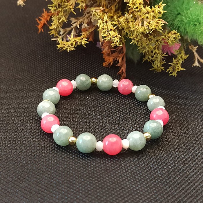 Bratara dama Odette, din pietre semipretioase de Jad Verde si Jad Rosu, margele de 8mm [7]